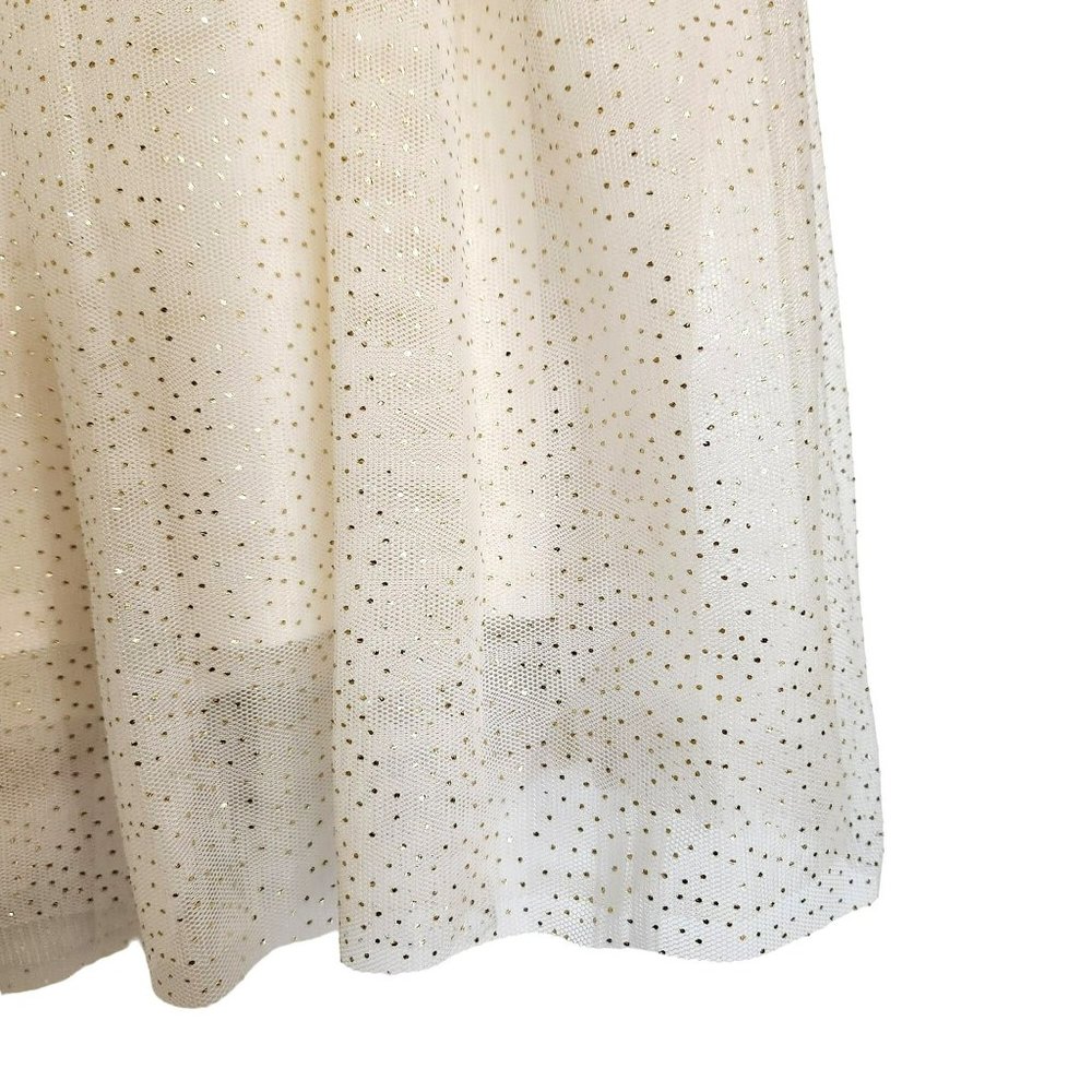 Girls Ivory Gold Tulle Flutter Skirt New